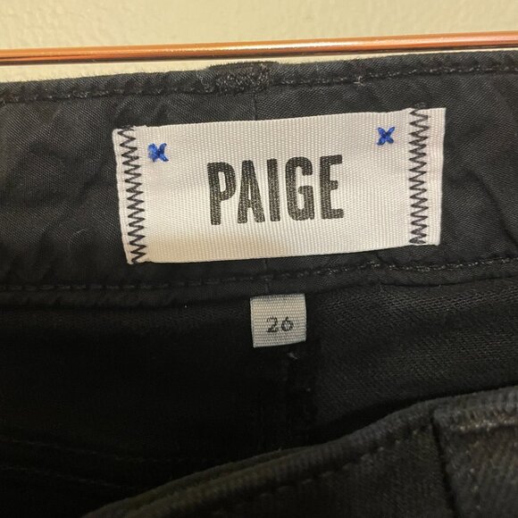 🔥 Paige | Black Cotton Stretch Skyline Skinny Jeans 26 - Picture 6 of 7